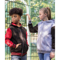 Jet Black- Fire Red - Back - AWDis Hoods Childrens-Kids Urban Varsity Hoodie