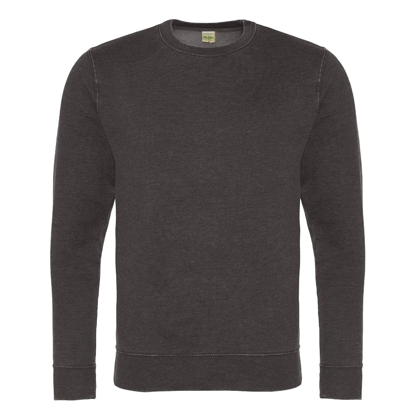 Washed Charcoal - Front - AWDis Hoods Mens Long Sleeve Washed Look Sweatshirt