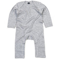 Heather Grey Melange - Front - Babybugz Unisex Baby Long Sleeved Rompersuit