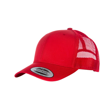 Red-Red - Front - Yupoong Flexfit Retro Snapback Trucker Cap