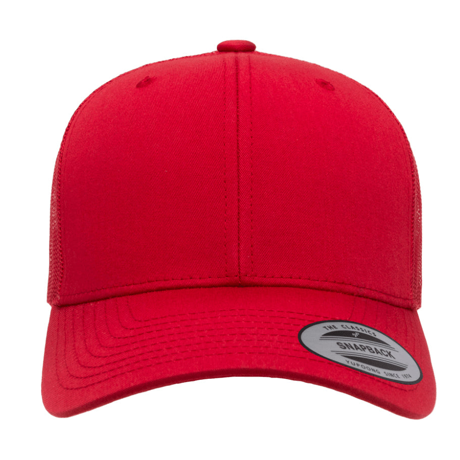 Red-Red - Back - Yupoong Flexfit Retro Snapback Trucker Cap
