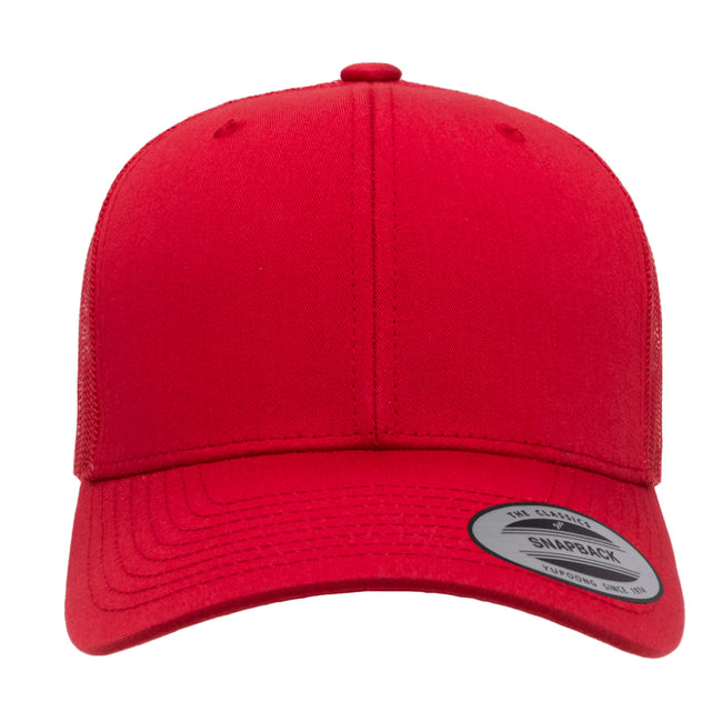 Red-Red - Back - Yupoong Flexfit Retro Snapback Trucker Cap