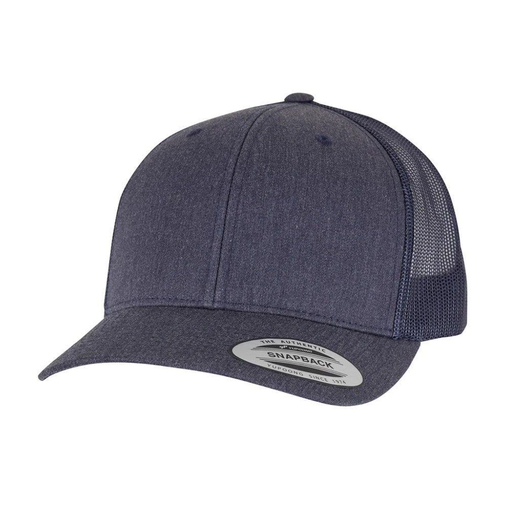 Heather Navy - Front - Yupoong Flexfit Retro Snapback Trucker Cap