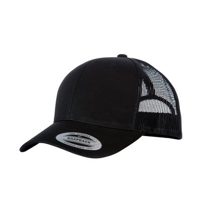 Black-Black - Front - Yupoong Flexfit Retro Snapback Trucker Cap