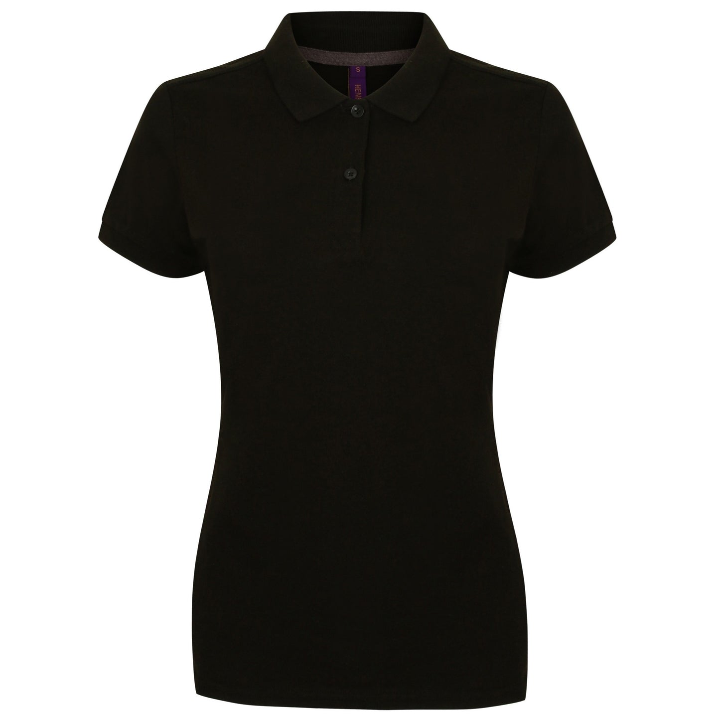 Black - Front - Henbury Womens-Ladies Micro-Fine Short Sleeve Polo Shirt