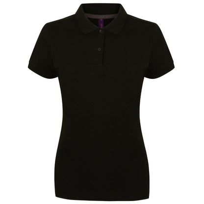 Black - Front - Henbury Womens-Ladies Micro-Fine Short Sleeve Polo Shirt
