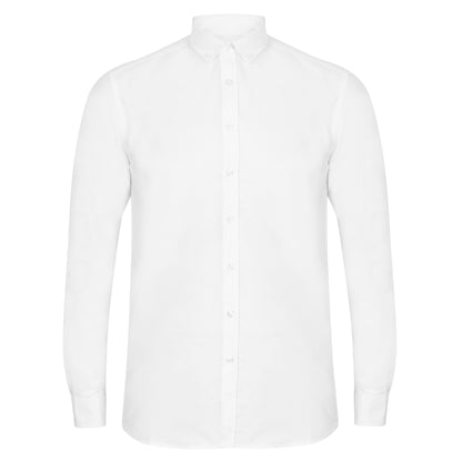 White - Front - Henbury Mens Modern Long Sleeved Oxford Shirt
