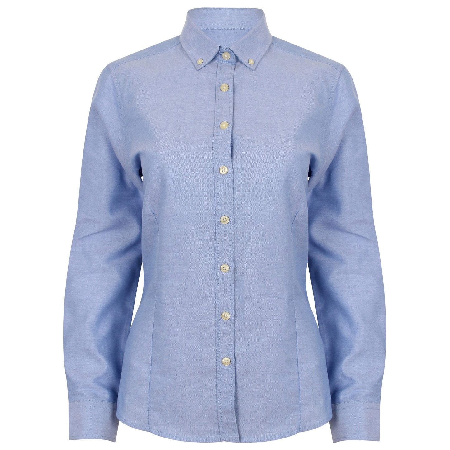 Blue - Front - Henbury Womens-Ladies Modern Long Sleeve Oxford Shirt
