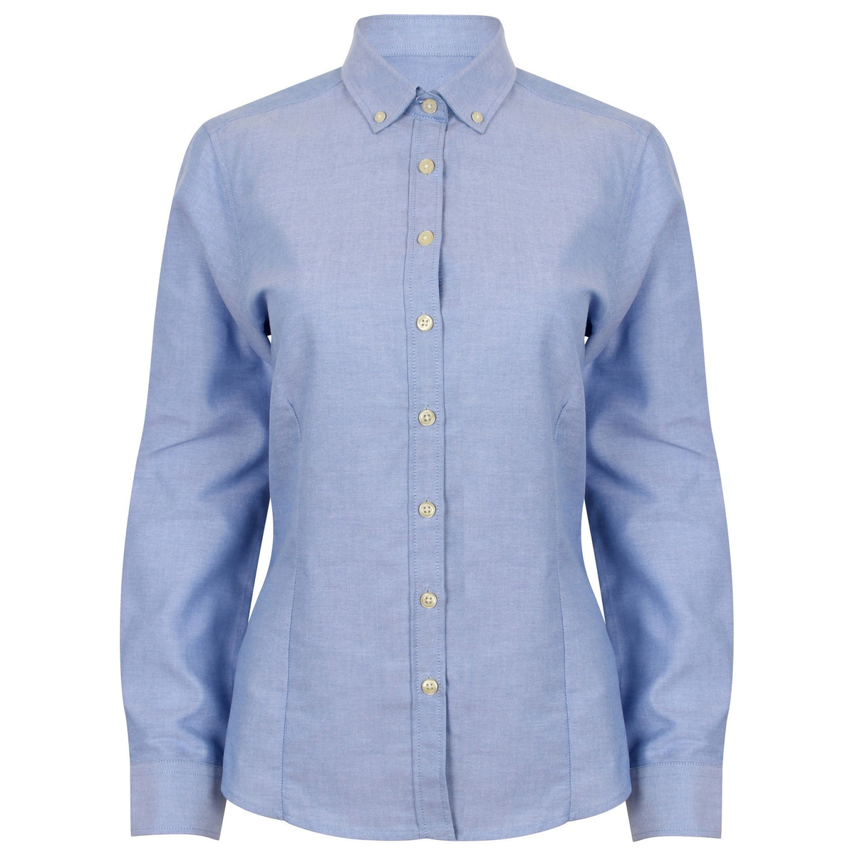 Blue - Front - Henbury Womens-Ladies Modern Long Sleeve Oxford Shirt