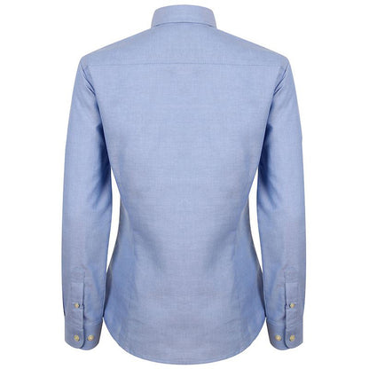 Blue - Back - Henbury Womens-Ladies Modern Long Sleeve Oxford Shirt