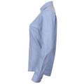 Blue - Side - Henbury Womens-Ladies Modern Long Sleeve Oxford Shirt