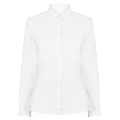 White - Front - Henbury Womens-Ladies Modern Long Sleeve Oxford Shirt