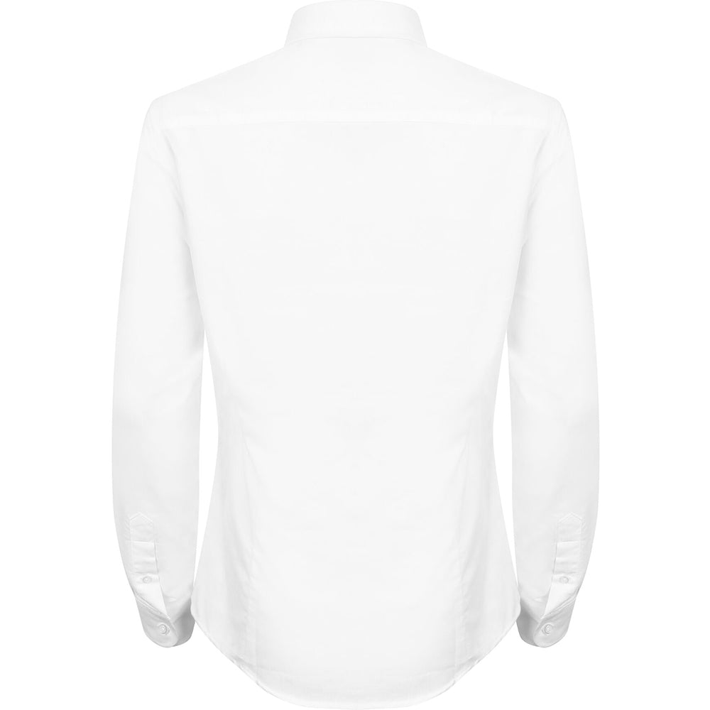 White - Back - Henbury Womens-Ladies Modern Long Sleeve Oxford Shirt