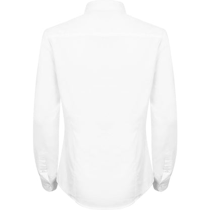White - Back - Henbury Womens-Ladies Modern Long Sleeve Oxford Shirt