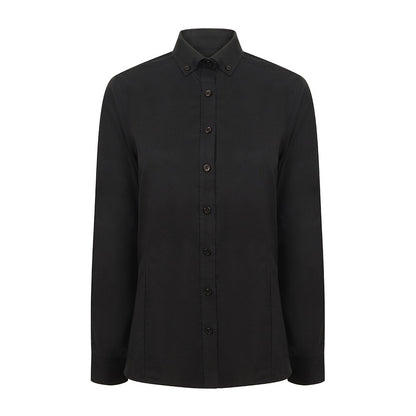 Black - Front - Henbury Womens-Ladies Modern Long Sleeve Oxford Shirt