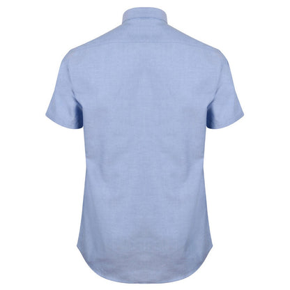 Blue - Back - Henbury Mens Modern Short Sleeve Oxford Shirt
