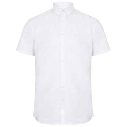 White - Front - Henbury Mens Modern Short Sleeve Oxford Shirt