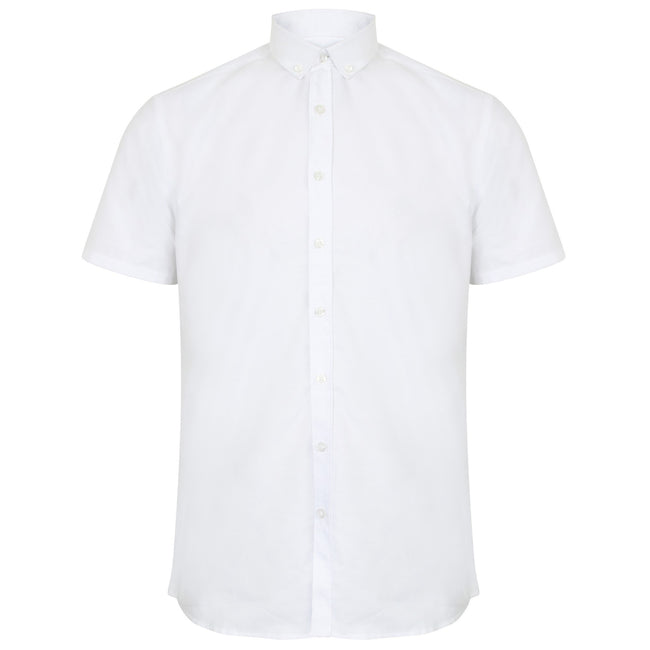 White - Front - Henbury Mens Modern Short Sleeve Oxford Shirt