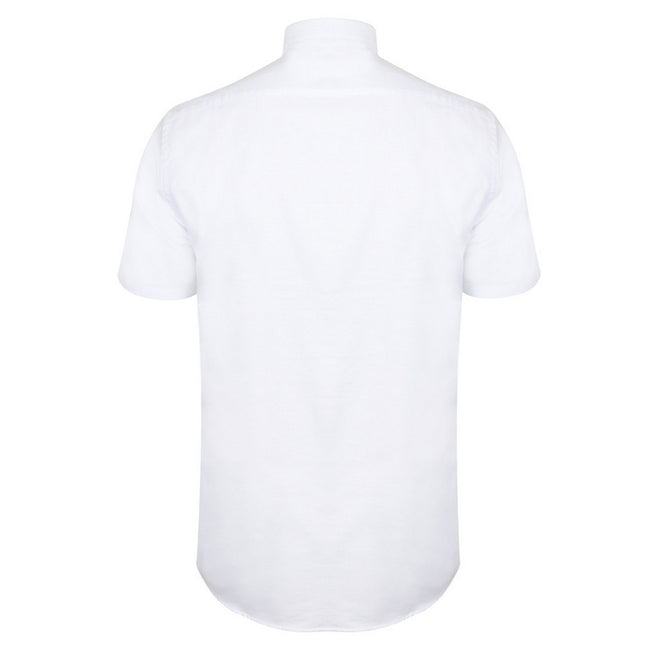 White - Back - Henbury Mens Modern Short Sleeve Oxford Shirt