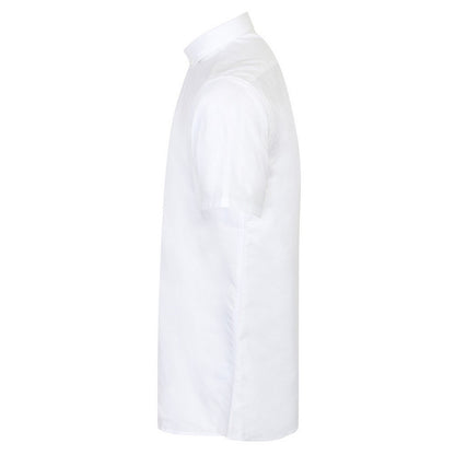 White - Side - Henbury Mens Modern Short Sleeve Oxford Shirt