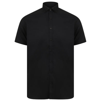 Black - Front - Henbury Mens Modern Short Sleeve Oxford Shirt