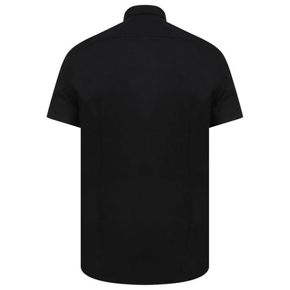 Black - Back - Henbury Mens Modern Short Sleeve Oxford Shirt