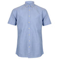 Blue - Front - Henbury Mens Modern Short Sleeve Oxford Shirt