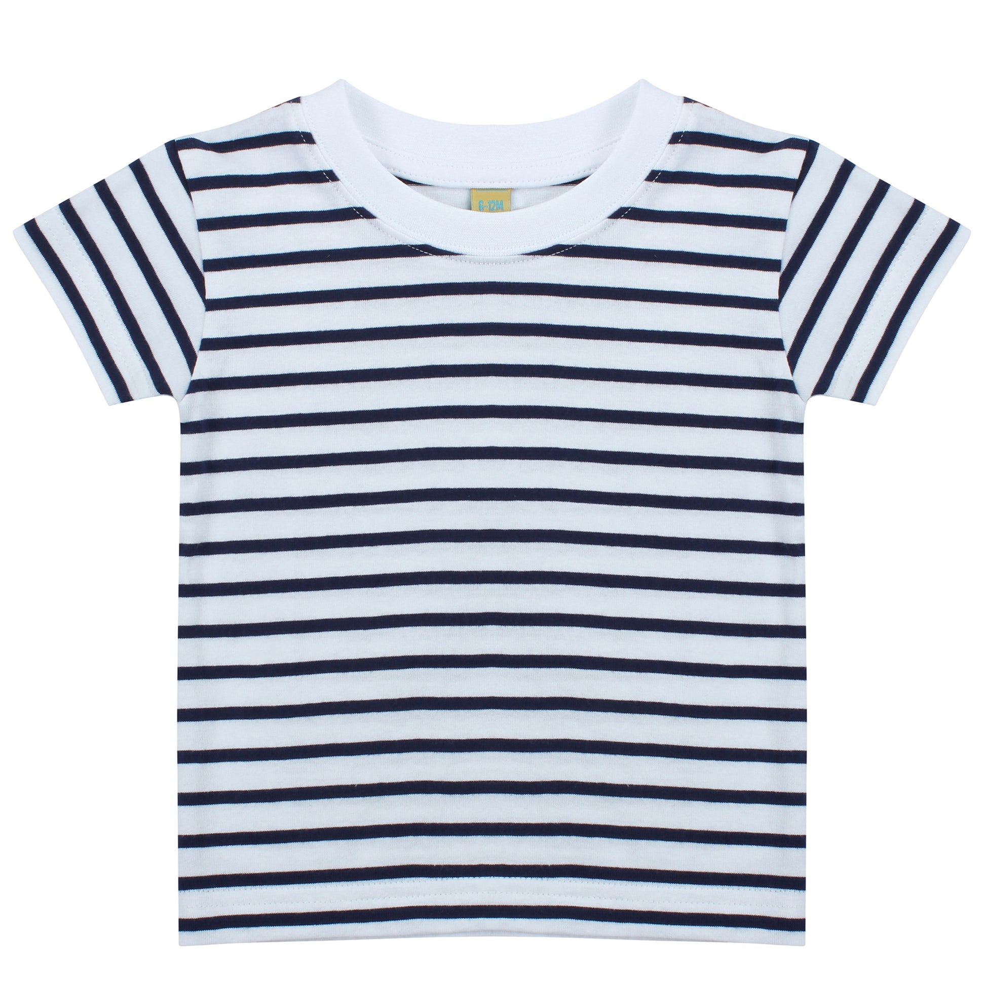 White-Oxford Navy - Front - Larkwood Unisex Baby Short Sleeve Striped T-Shirt