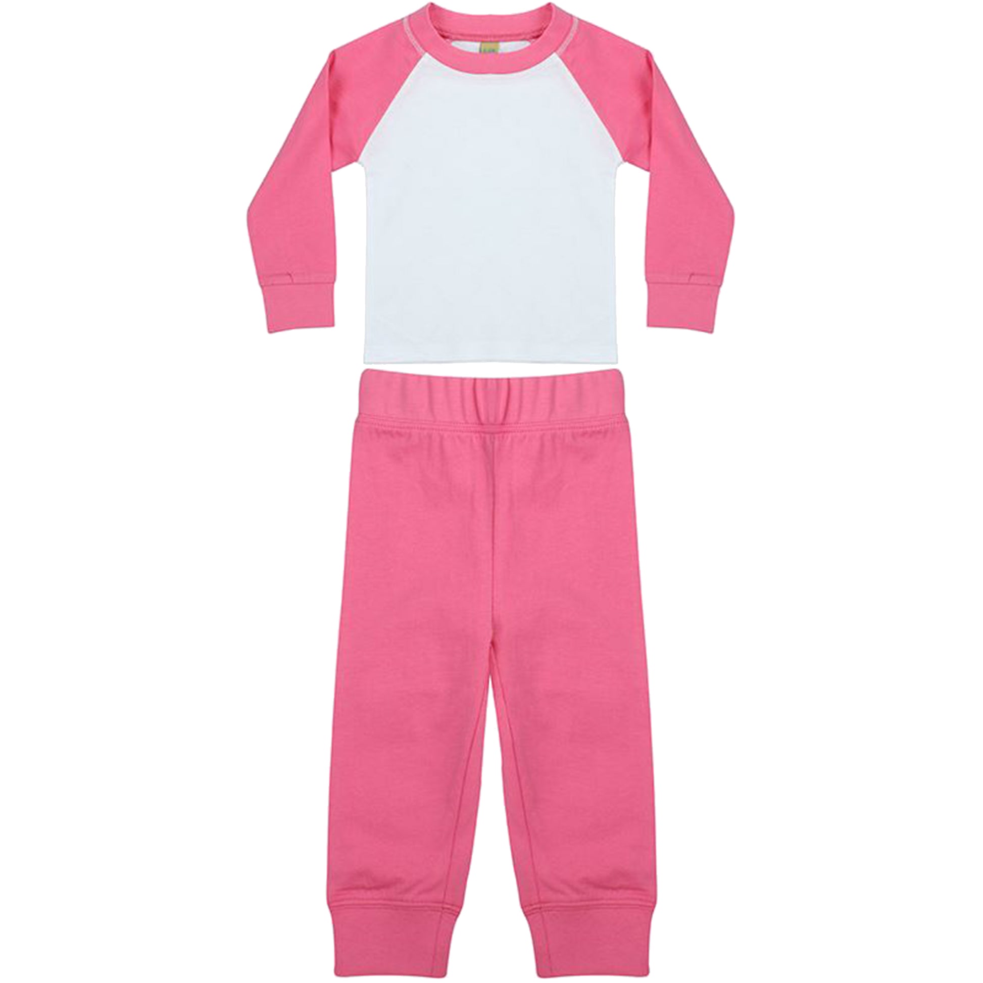 Candyfloss Pink-White - Front - Larkwood Baby Unisex Pyjama Top & Bottoms Set