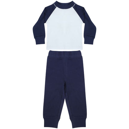 Navy-White - Front - Larkwood Baby Unisex Pyjama Top & Bottoms Set