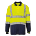 Yellow- Navy - Front - Portwest Mens Hi-Vis Two-Tone Long Sleeve Polo Shirt
