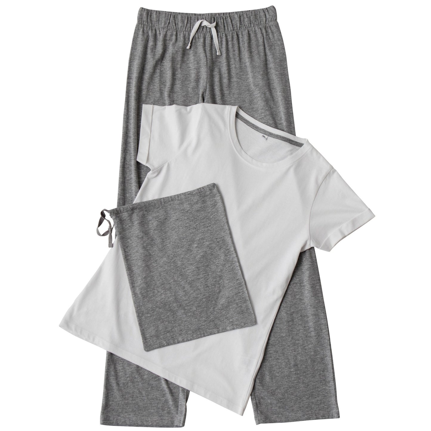 White-Heather Grey - Back - Towel City Womens-Ladies Pyjama T-Shirt And Bottoms Set