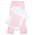 White-Pink-White Stripe - Back - Towel City Womens-Ladies Pyjama T-Shirt And Bottoms Set