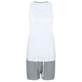 White-Heather Grey - Front - Towel City Womens-Ladies Pyjama Vest And Shorts Set