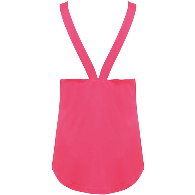 Neon Pink - Side - Skinni Fit Womens-Ladies Fashion Workout Sleeveless Vest