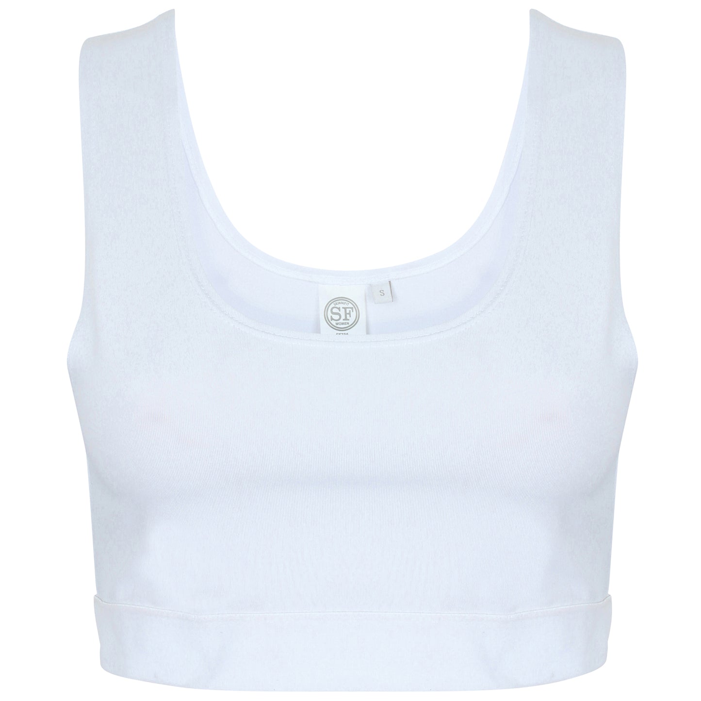 White-White - Front - Skinni Fit Womens-Ladies Fashion Sleeveless Crop Top