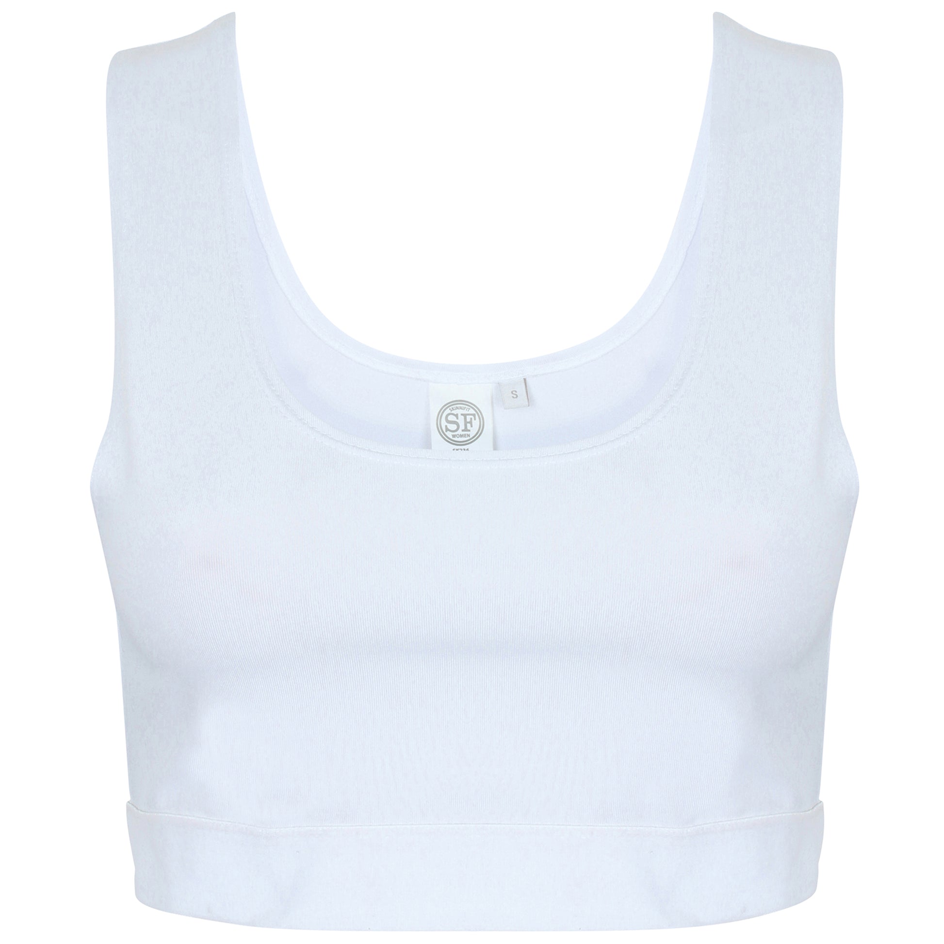 White-White - Front - Skinni Fit Womens-Ladies Fashion Sleeveless Crop Top
