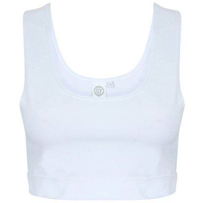 White-White - Front - Skinni Fit Womens-Ladies Fashion Sleeveless Crop Top