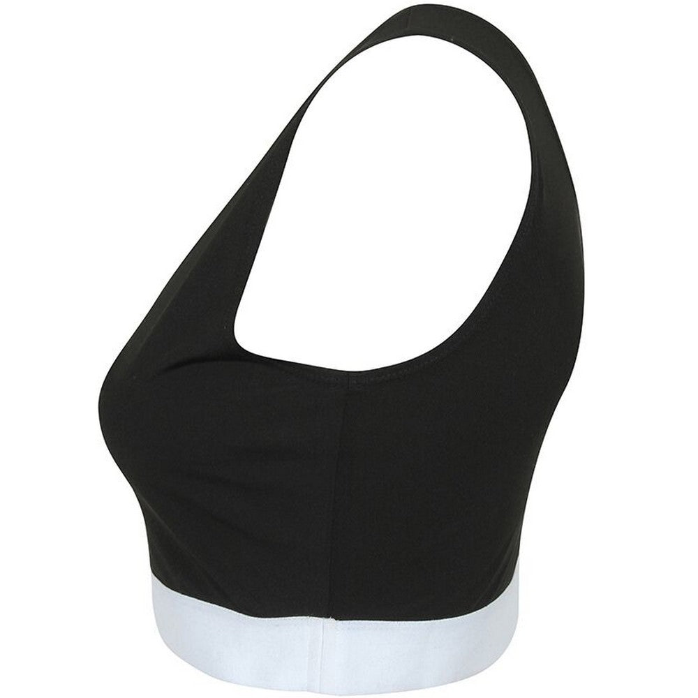 Black-White - Back - Skinni Fit Womens-Ladies Fashion Sleeveless Crop Top