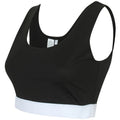Black-White - Side - Skinni Fit Womens-Ladies Fashion Sleeveless Crop Top