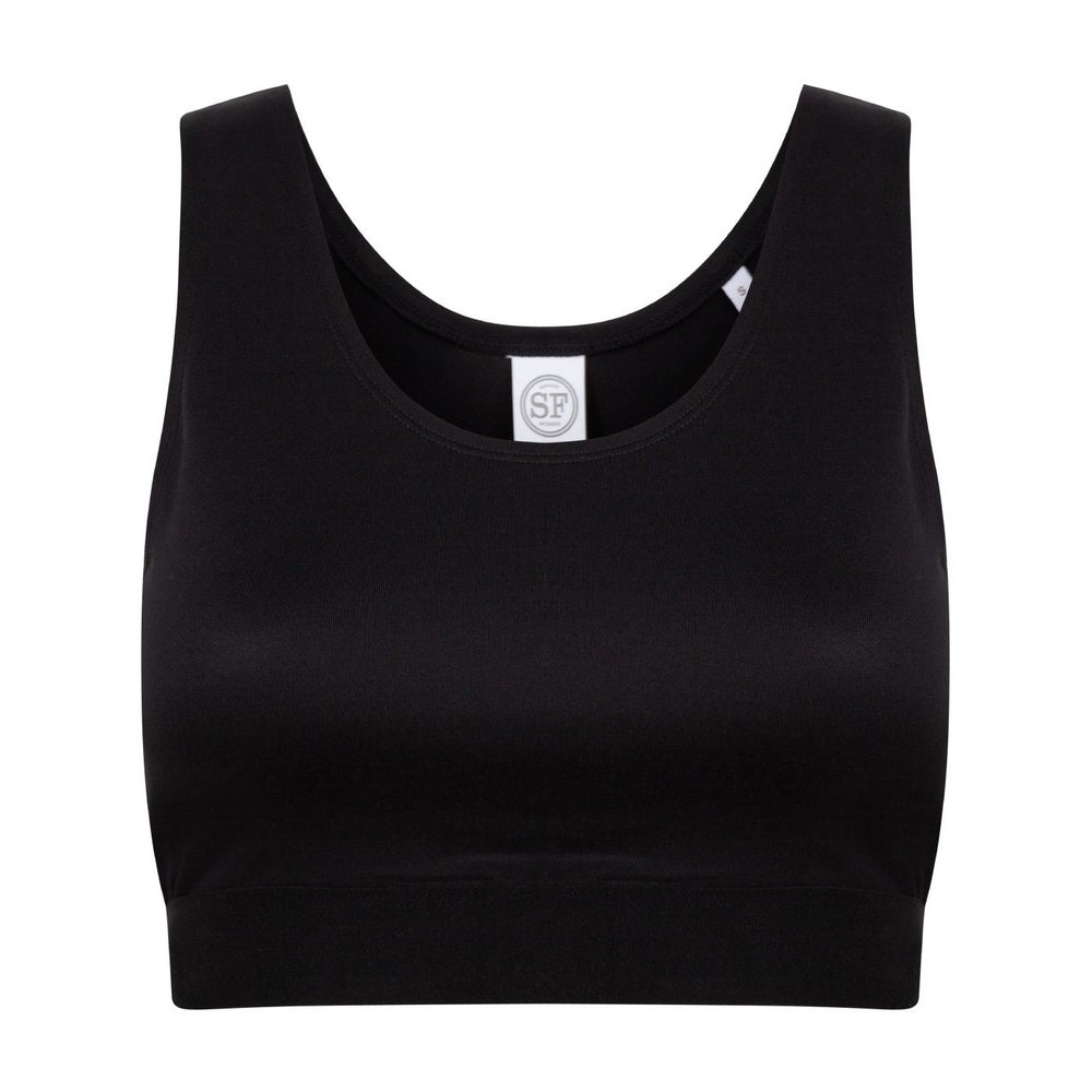 Black - Front - Skinni Fit Womens-Ladies Fashion Sleeveless Crop Top