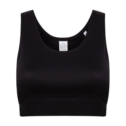 Black - Front - Skinni Fit Womens-Ladies Fashion Sleeveless Crop Top
