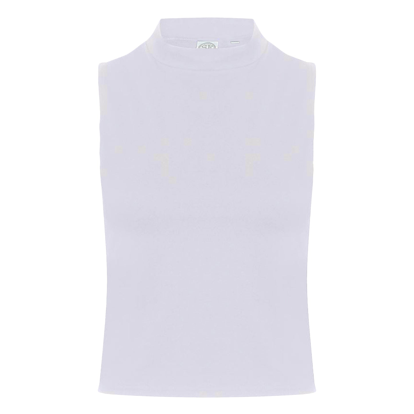 White - Front - Skinni Fit Womens-Ladies High Neck Crop Sleeveless Vest Top