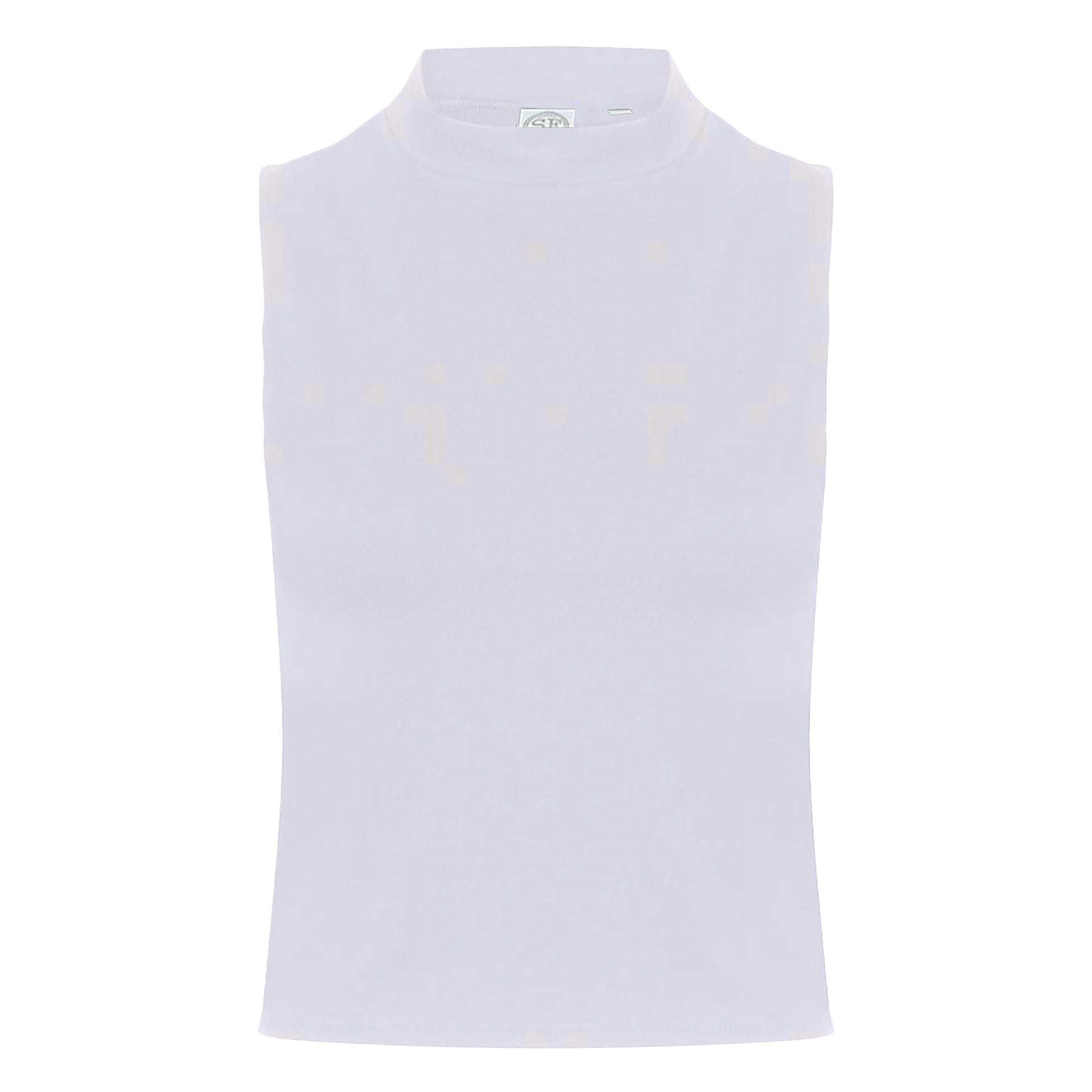 White - Front - Skinni Fit Womens-Ladies High Neck Crop Sleeveless Vest Top