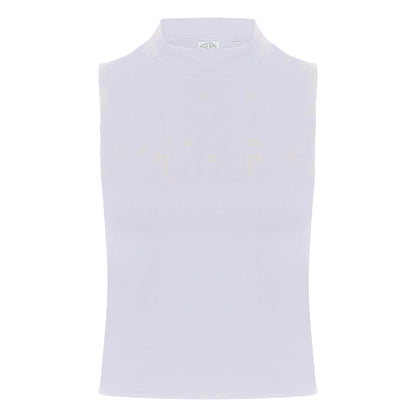 White - Front - Skinni Fit Womens-Ladies High Neck Crop Sleeveless Vest Top