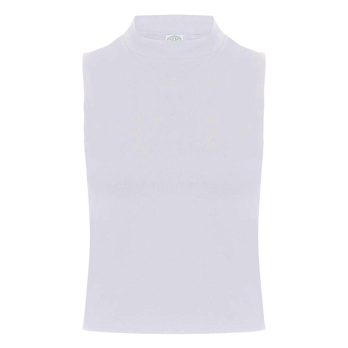 White - Front - Skinni Fit Womens-Ladies High Neck Crop Sleeveless Vest Top