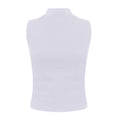 White - Side - Skinni Fit Womens-Ladies High Neck Crop Sleeveless Vest Top
