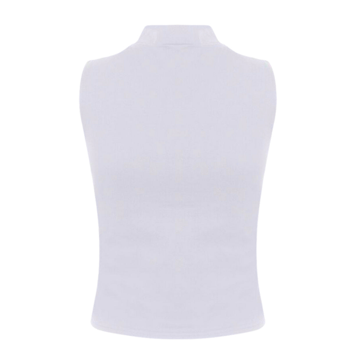 White - Side - Skinni Fit Womens-Ladies High Neck Crop Sleeveless Vest Top