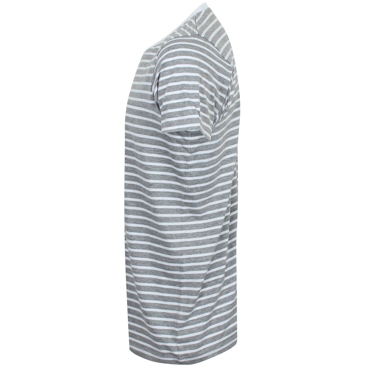 Heather Grey-White - Back - Skinni Fit Unisex Striped Short Sleeve T-Shirt
