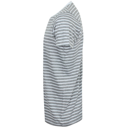 Heather Grey-White - Back - Skinni Fit Unisex Striped Short Sleeve T-Shirt